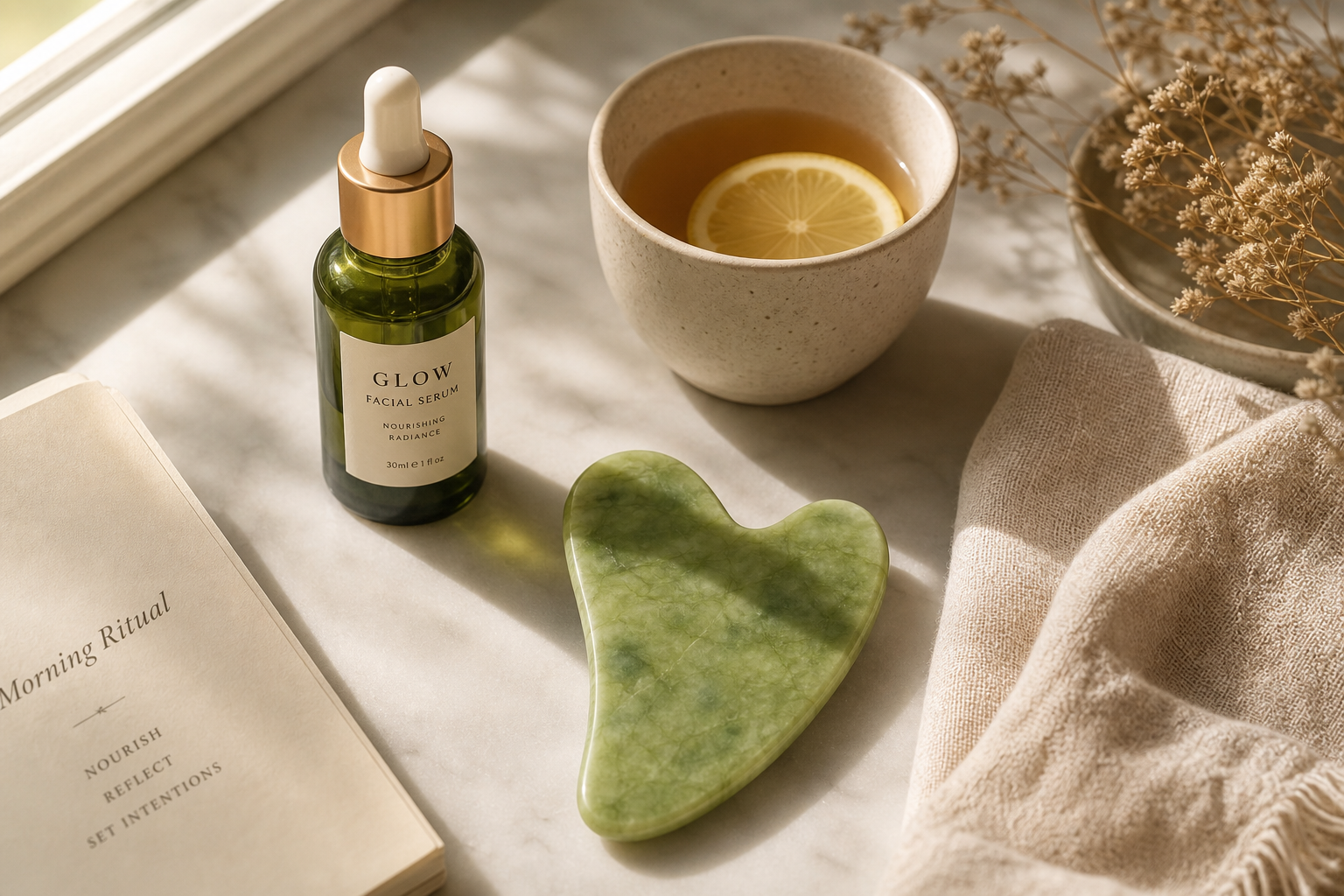 Ritual de cuidado facial con Gua Sha de jade